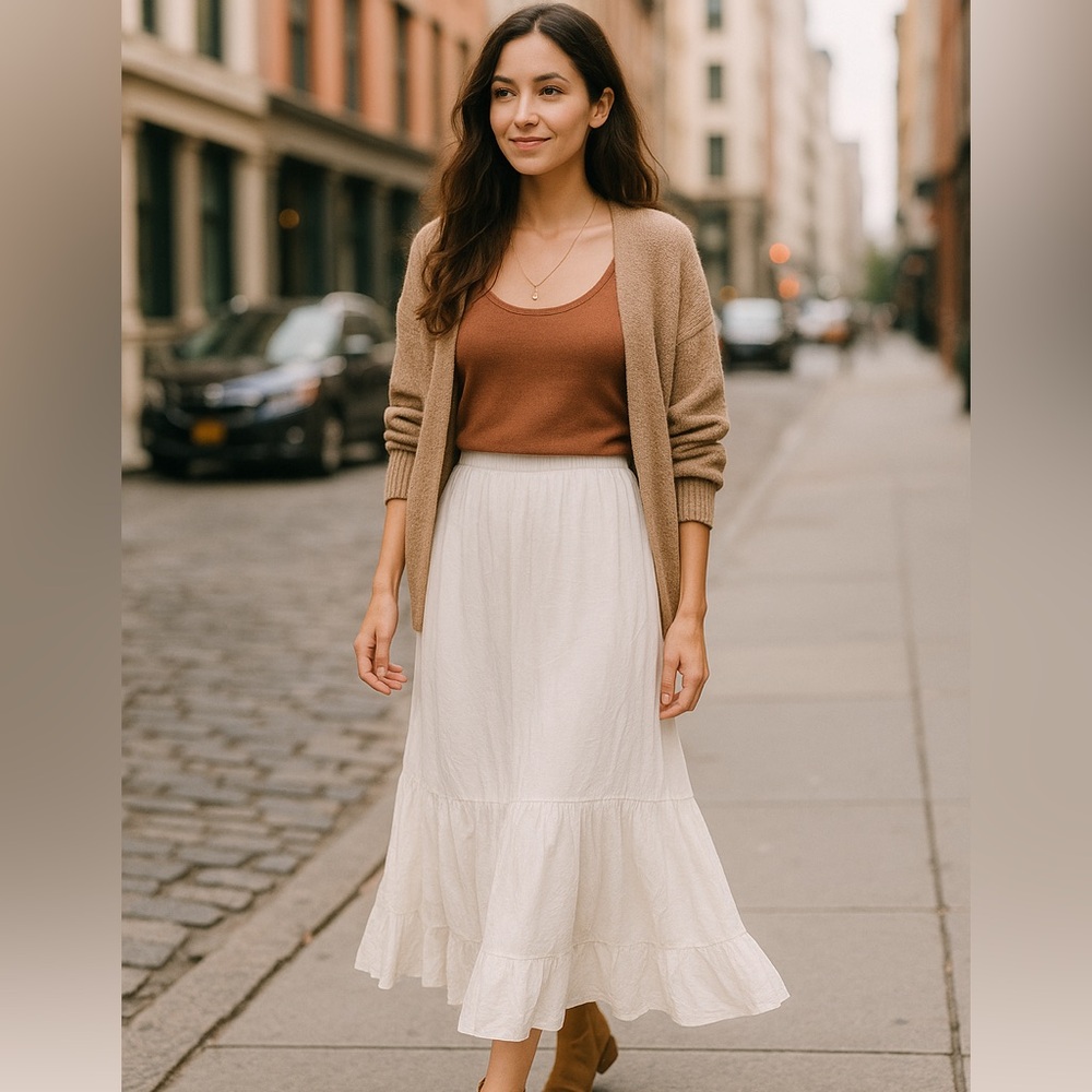 . John’s Bay White Crinkle Midi Skirt – Women’s 1X - Picture 2 of 11